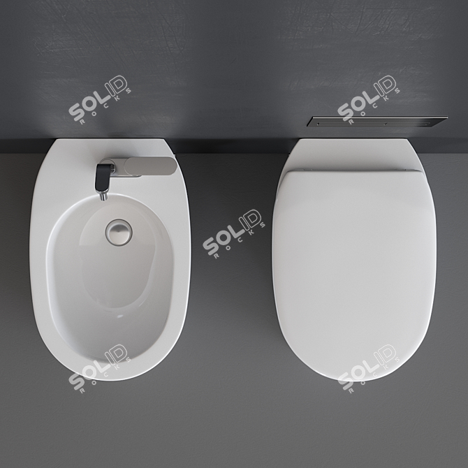 Madre Ceramic WC & Bidet Set 3D model image 4