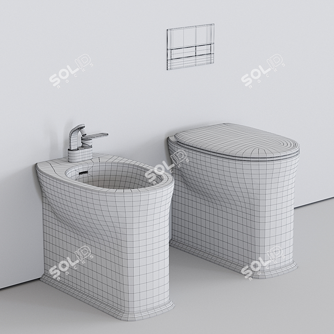 Madre Ceramic WC & Bidet Set 3D model image 5