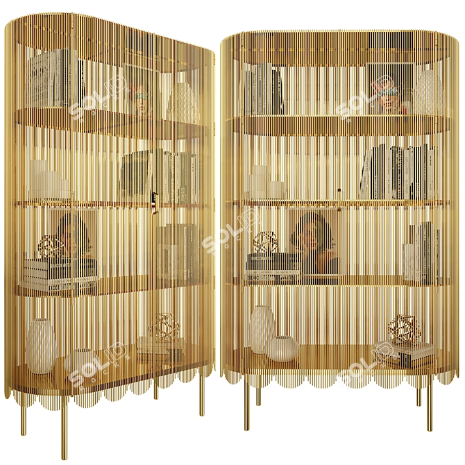 Metallic Elegance: Strings Cabinet Gold 3D model image 2