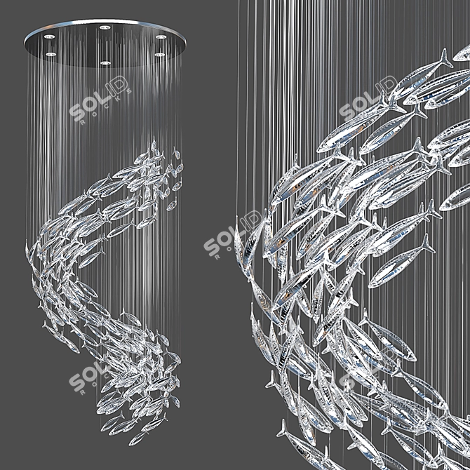 Oceanic Bliss Spiral Chandelier 3D model image 1