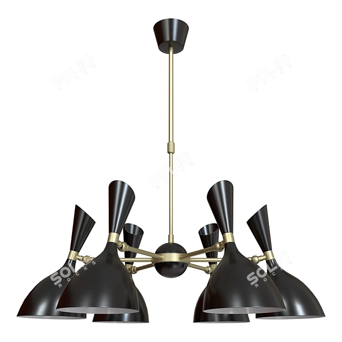 Sleek Black Metal Ceiling Chandelier 3D model image 1