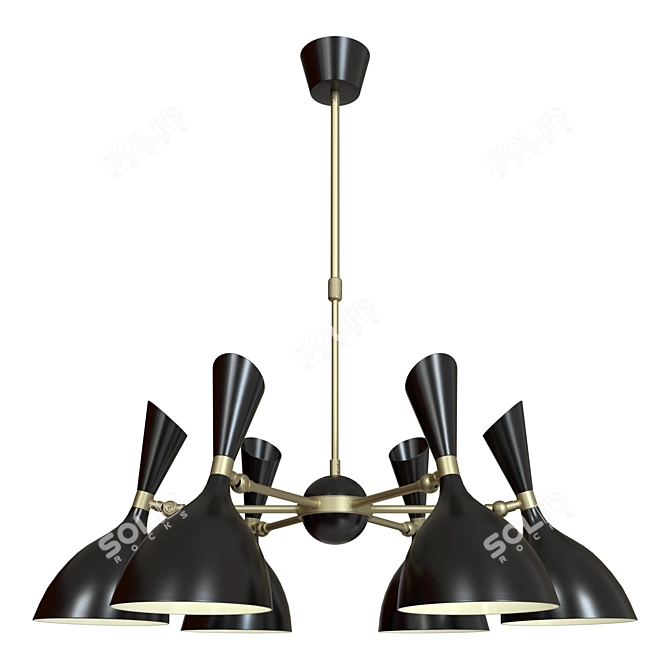 Sleek Black Metal Ceiling Chandelier 3D model image 2