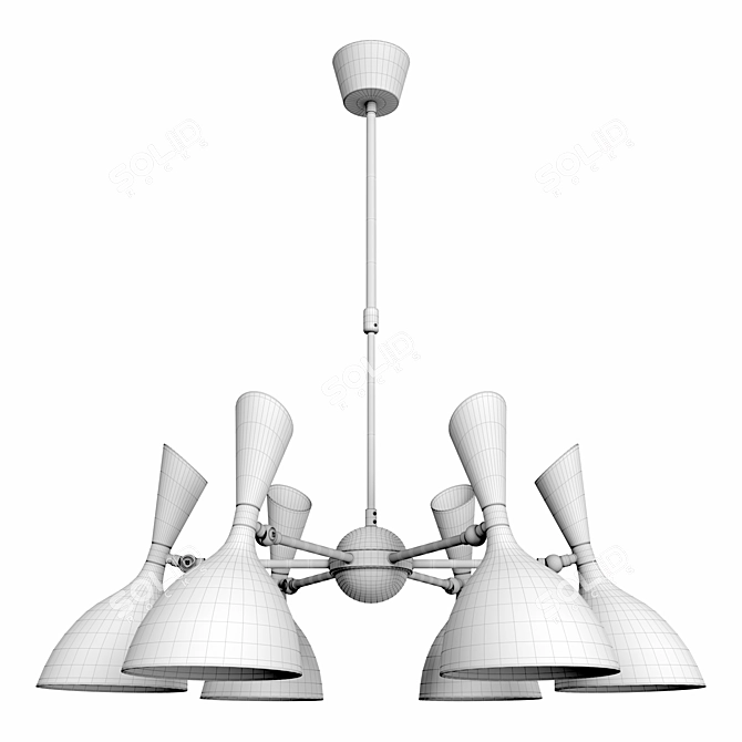 Sleek Black Metal Ceiling Chandelier 3D model image 3