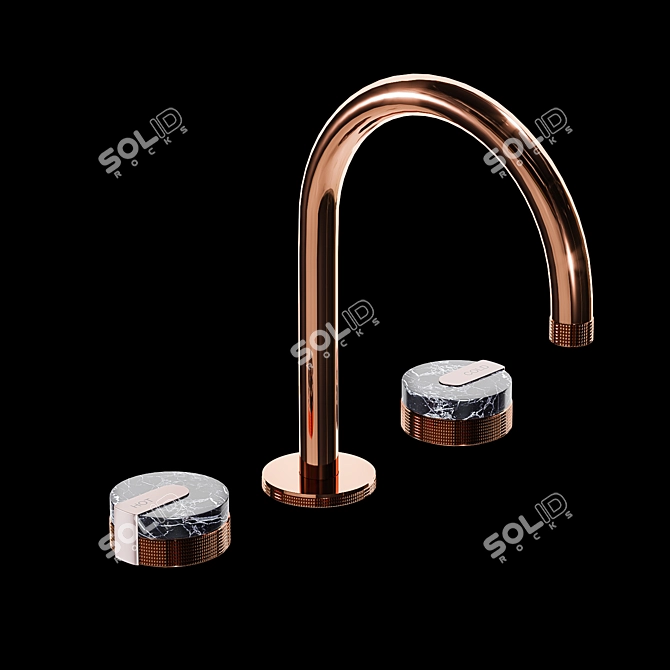 Customizable Three-Hole Washbasin Mixer 3D model image 1