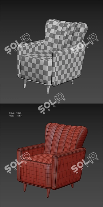 Elegant Single Seater Sofa 3D model image 4