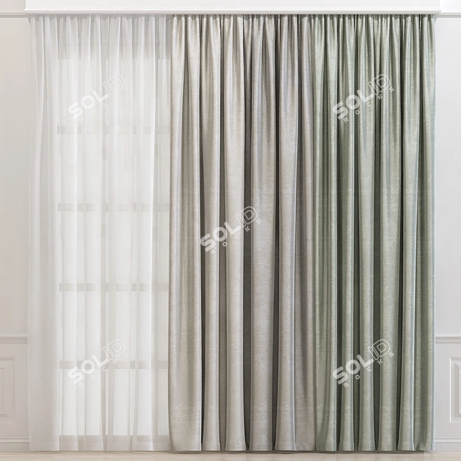Revolutionary Curtain Design 3D model image 1