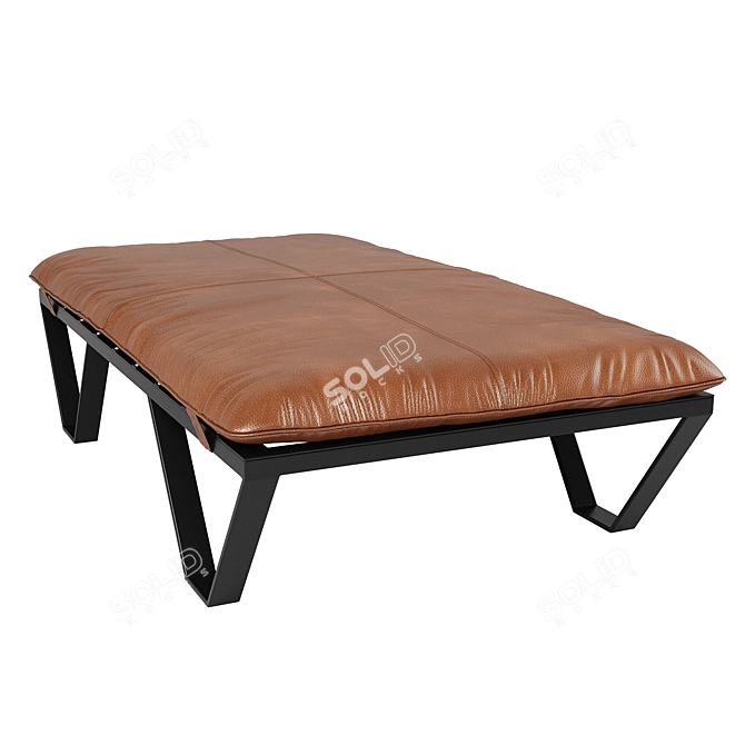 Luxurious Darrow Tan Leather Ottoman 3D model image 4