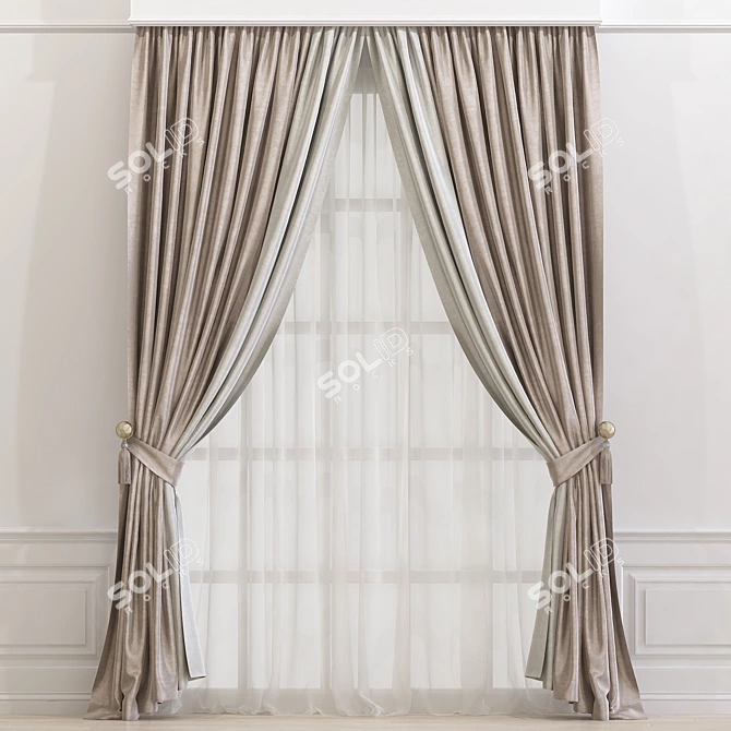  Streamline Curtain Design 3D model image 1