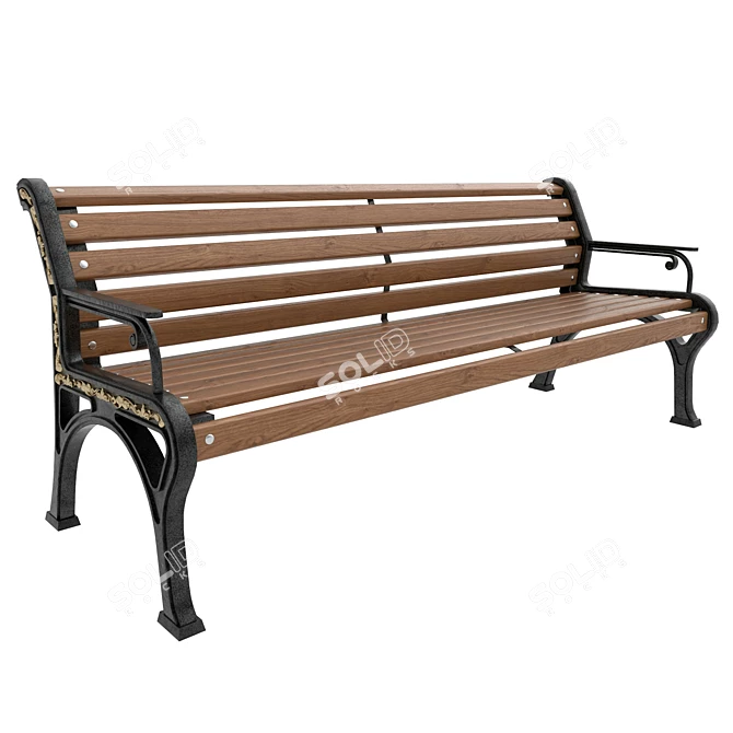 Retro Cast Iron City Bench 3D model image 1