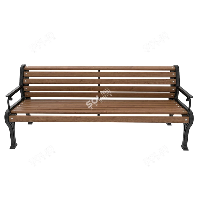 Retro Cast Iron City Bench 3D model image 4