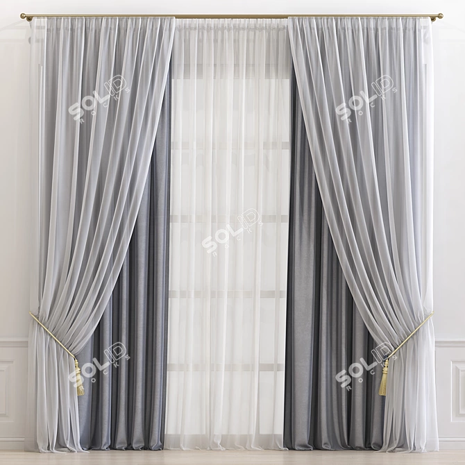 Elegant Drapery: Curtain 619 3D model image 1