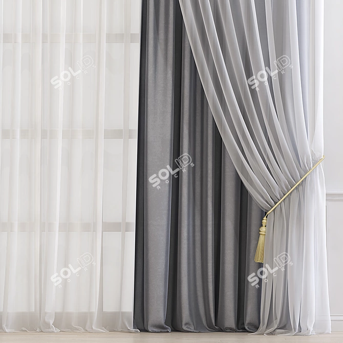 Elegant Drapery: Curtain 619 3D model image 2