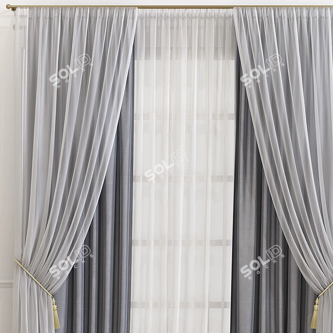 Elegant Drapery: Curtain 619 3D model image 3