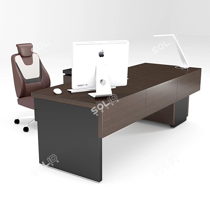 Custom Office Table with Side Cabinet (2300x850x750 mm) 3D model image 3