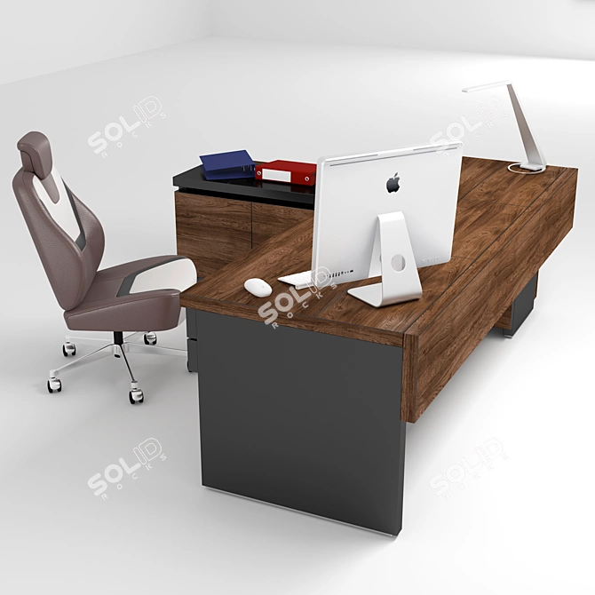 Custom Office Table with Side Cabinet (2300x850x750 mm) 3D model image 7