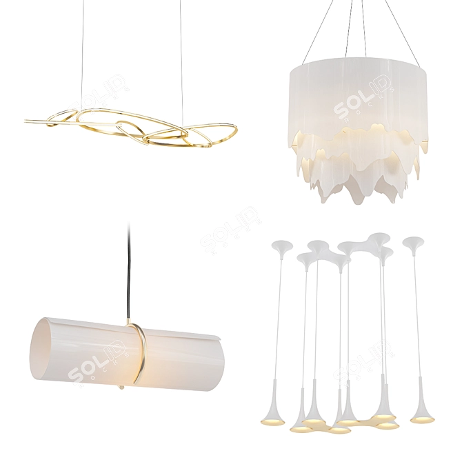 Modern Chandelier Set 3D model image 1