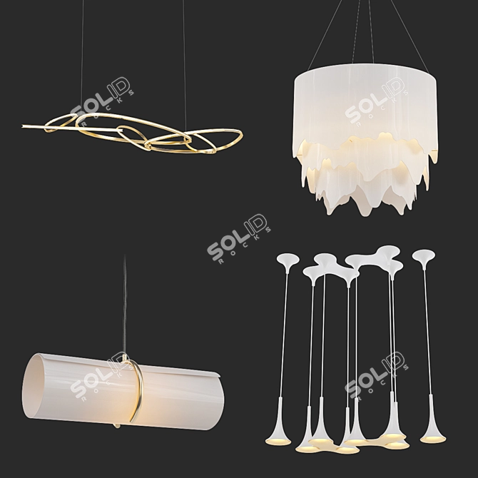 Modern Chandelier Set 3D model image 6