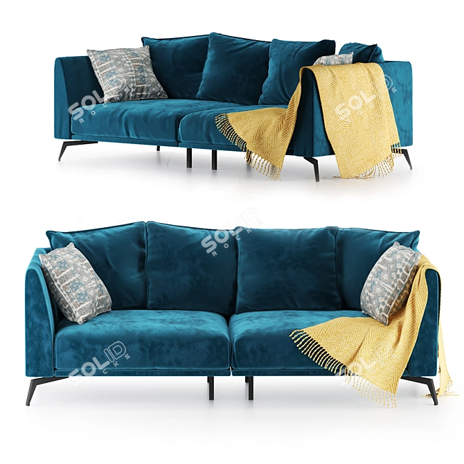 Modern Microfaset GTR Velvet Sofa 3D model image 1