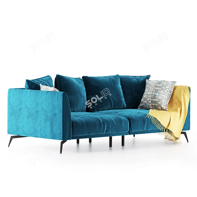 Modern Microfaset GTR Velvet Sofa 3D model image 3