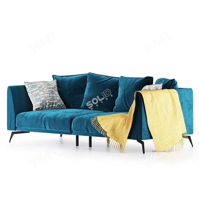 Modern Microfaset GTR Velvet Sofa 3D model image 4