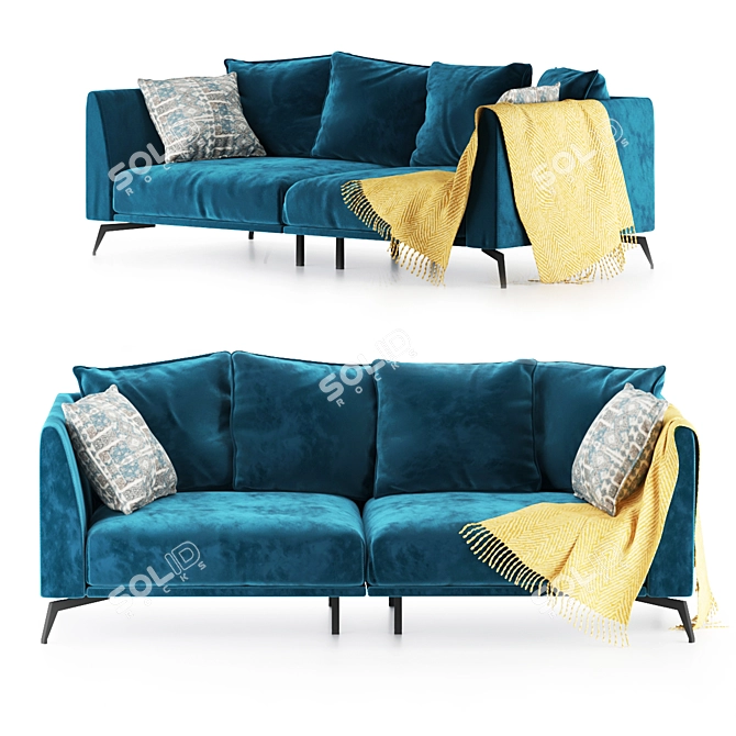 Modern Microfaset GTR Velvet Sofa 3D model image 5