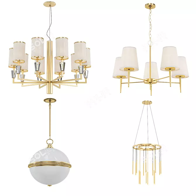 Modern Chandelier Set 3D model image 1