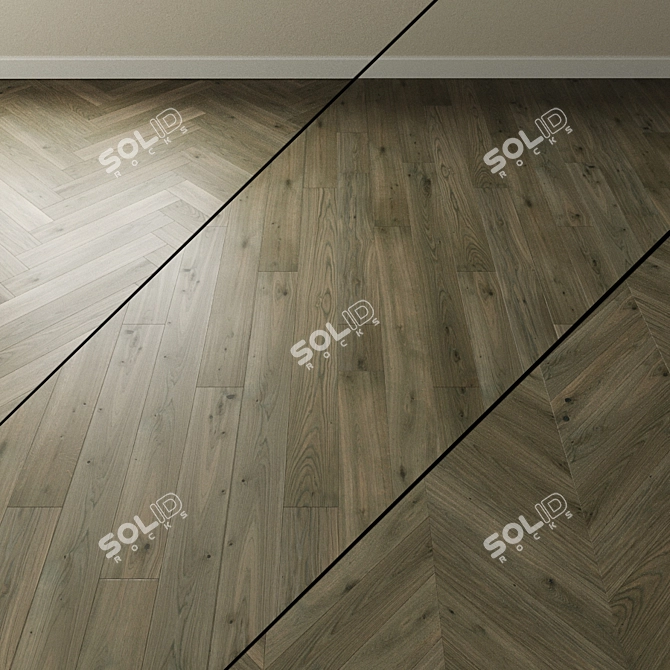 Inspire Heather Gray: French Oak Chevron Parquet by Coswick 3D model image 1