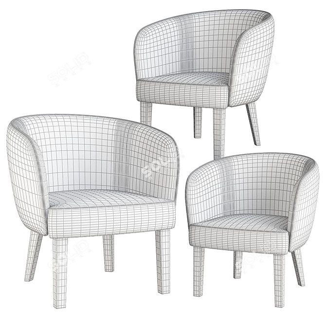 Retro Chic Doris 259 Chair 3D model image 2