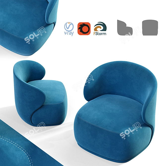 Elegant Pipe Chaise Lounge 3D model image 2