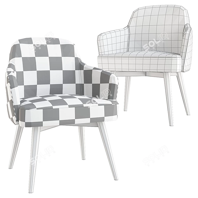 Roman Fabric Chair: Stylish Comfort with Armrests 3D model image 2