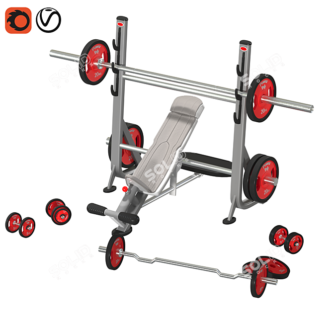 Polygon Halters & Dumbbells Set 3D model image 1