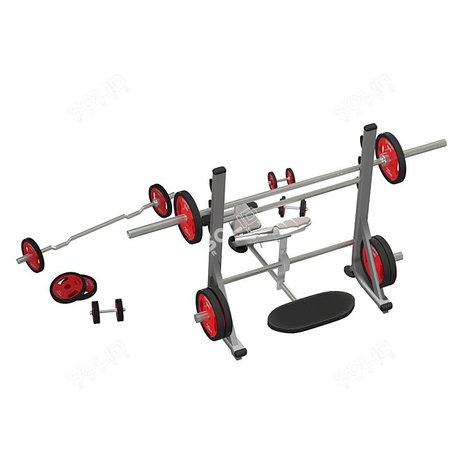 Polygon Halters & Dumbbells Set 3D model image 3