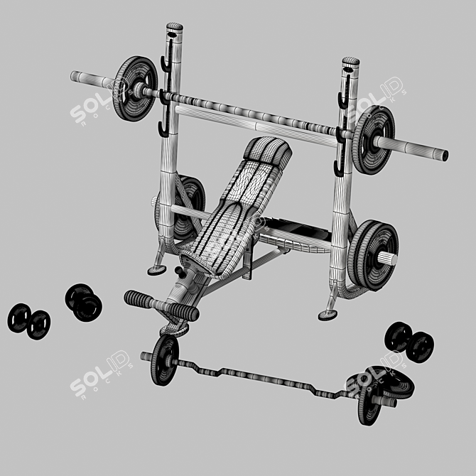 Polygon Halters & Dumbbells Set 3D model image 4