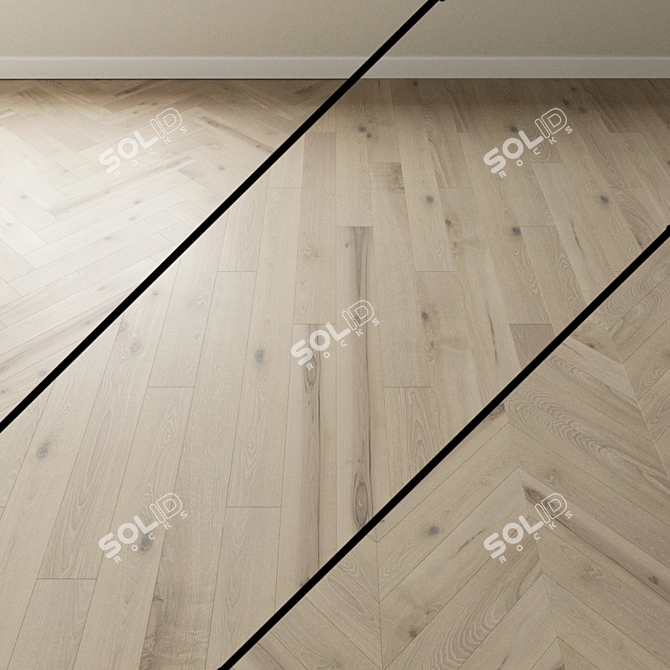 Ash Gray Cloud Parquet: French Chevron Collection 3D model image 1