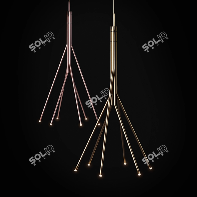 Elegant Treelight Pendant in Gold and Pink 3D model image 1