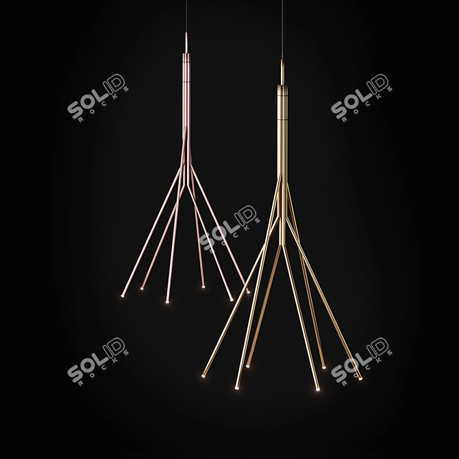 Elegant Treelight Pendant in Gold and Pink 3D model image 4