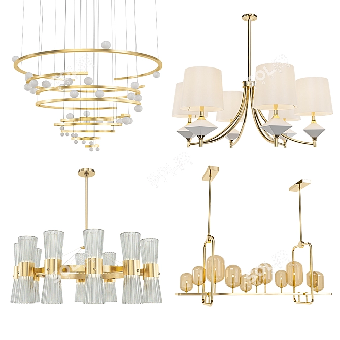 Modern Glass Chandelier Collection 3D model image 1