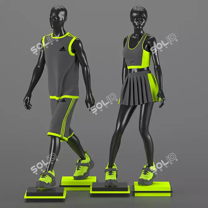 Adidas Cloth Set: Marvelous Designer Male & Female Mannequins 3D model image 1