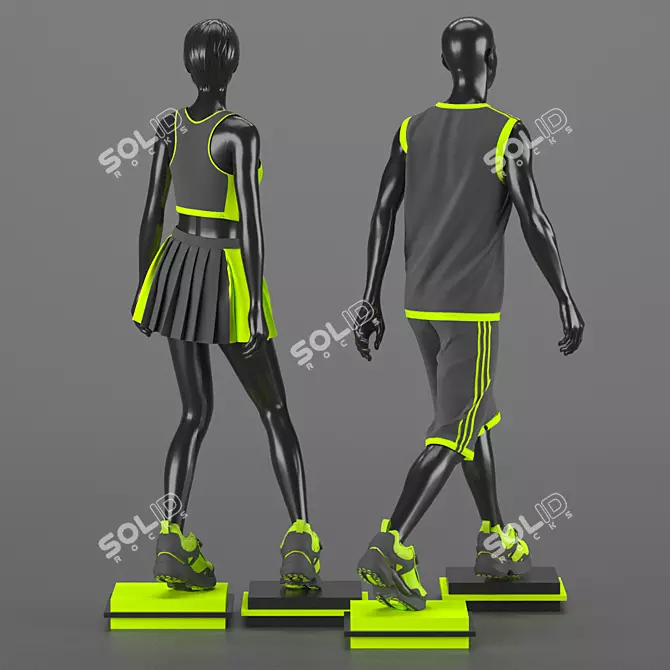 Adidas Cloth Set: Marvelous Designer Male & Female Mannequins 3D model image 2