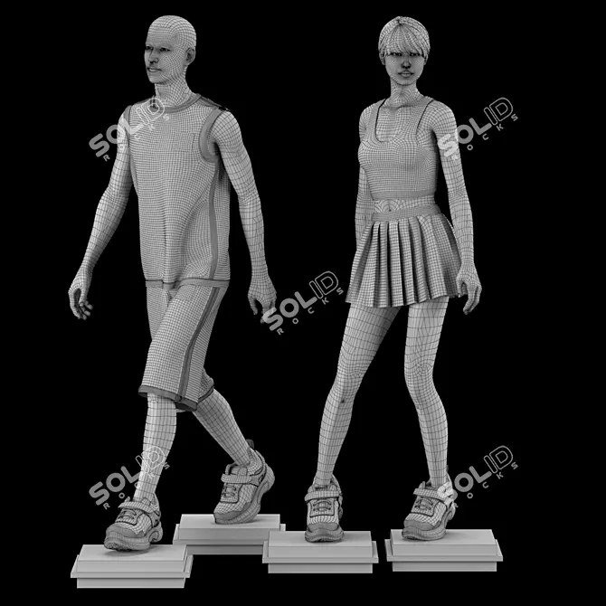 Adidas Cloth Set: Marvelous Designer Male & Female Mannequins 3D model image 5