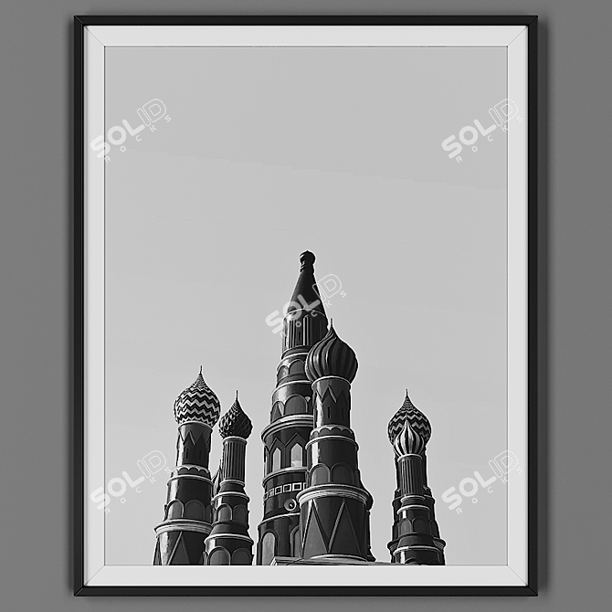 Title: Sleek Black Picture Frame 3D model image 1