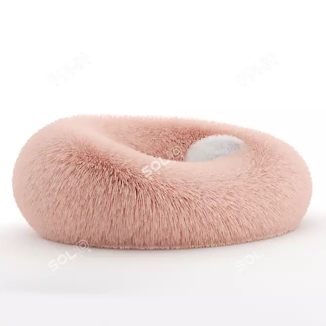 Deluxe Dusty Pink Fur Beanbag 3D model image 1