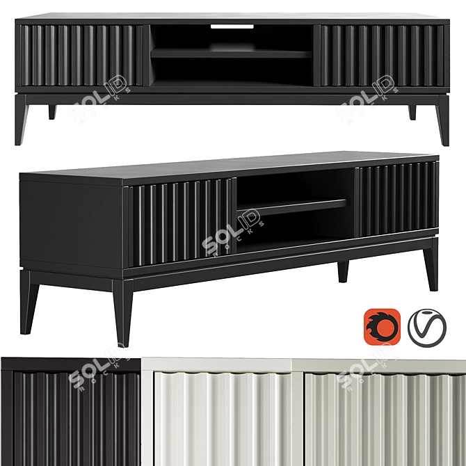 Dantone Home Austin TV Stand with 2 Drawers 3D model image 1