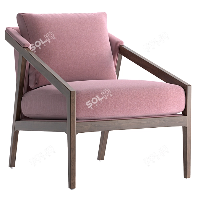Pink Rose Chair | Solid Oak Legs 3D model image 1
