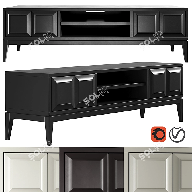 Dantone Home Austin TV Stand: Modern 2-Drawer Design 3D model image 1