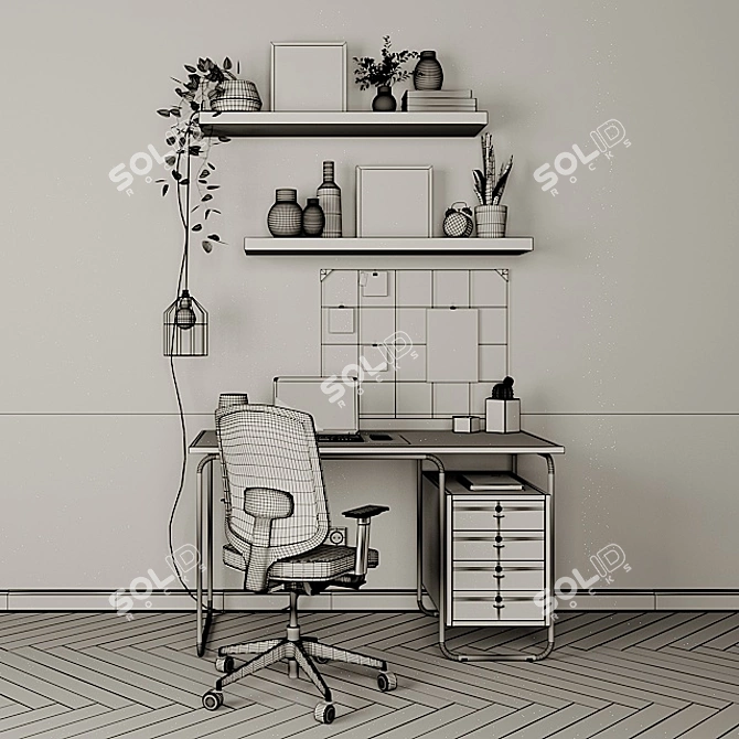 Modern Workspace Set: ZANOTTA Desk, Sava Chair, Syosdala Board & More 3D model image 5