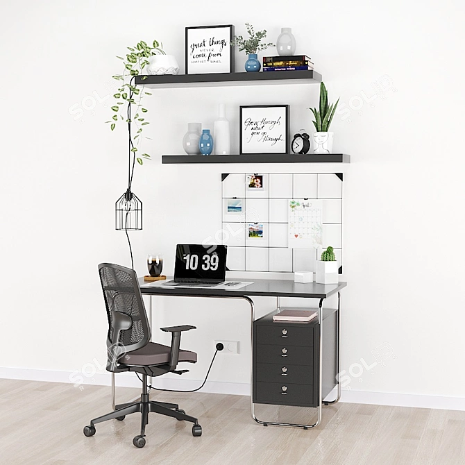 Modern Workspace Set: ZANOTTA Desk, Sava Chair, Syosdala Board & More 3D model image 8