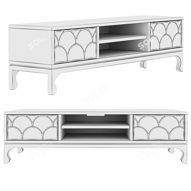 Dantone Home Austin TV Stand with 2 Drawers 3D model image 2