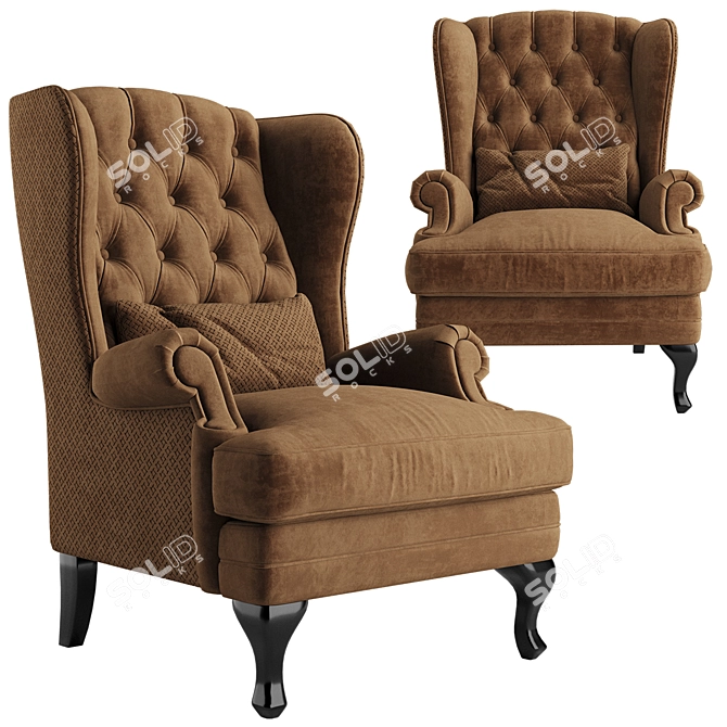 Elegant Handcrafted Manchester Armchair 3D model image 1