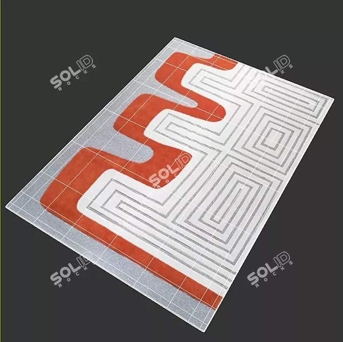 Daring Meander Hand-Tufted Wool Rug 3D model image 3